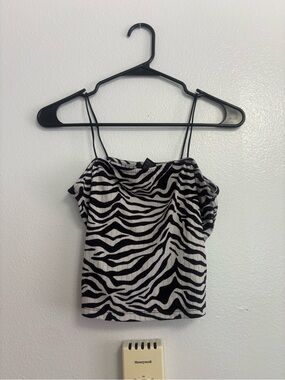Women’s Rue21 Y2K Style Zebra Print Cropped Cami Tank Top Size Large Like New